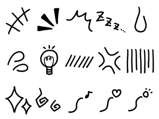 漫画用漫符アイコンセット／感情表現・効果線・記号素材