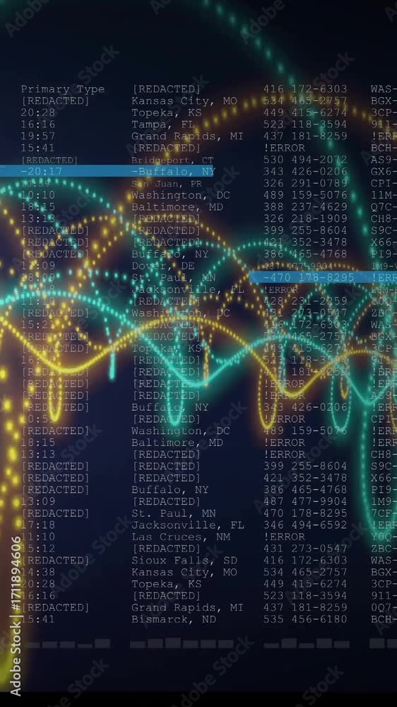 Aufkleber animation of digital data processing over black background