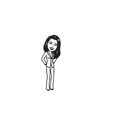 Beautiful Woman in Formal Dress Black and White Illustration Vector Art Design