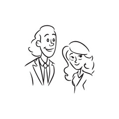 Beautiful Woman in Formal Dress Black and White Illustration Vector Art Design