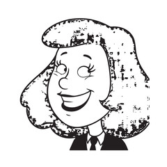 Beautiful Woman in Formal Dress Black and White Illustration Vector Art Design