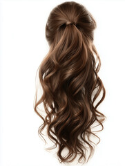 Obraz premium Natural brown ponytail wig on white background