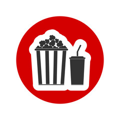 Popcorn and soda icon isolated on transparent background