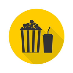 Popcorn and soda icon isolated on transparent background