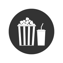Popcorn and soda icon isolated on transparent background