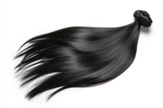 Smooth black hair extension bundle on white