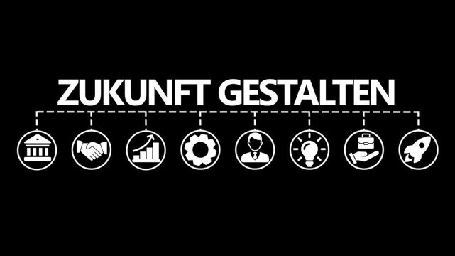 Banner Zukunft gestalten - Piktogramme mit Schl&uuml;sselw&ouml;rtern