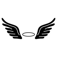Halo with wings icon vector. Angel wings illustration sign. Deceased symbol or logo. Halo mark.