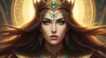 Majestic Golden Goddess Portrait.