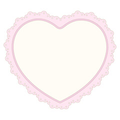 Heart lace vintage frame with scallop edge isolated.