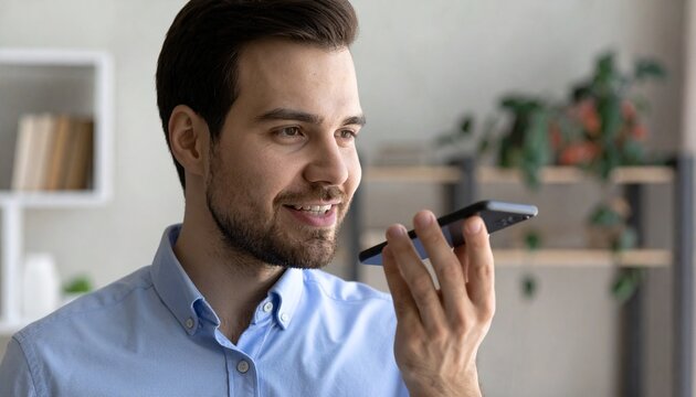 Man Using a Smartphone with a Holographic Screen