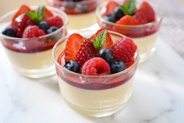 Yogurt with fresh berries and fruits dessert breakfast
