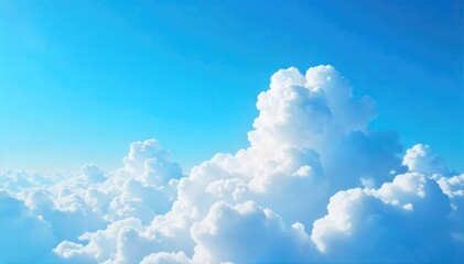 Vast expanse of fluffy white cumulus clouds drifting across a brilliant azure sky, creating a serene and peaceful atmosphere Perfect for backgrounds, travel, and nature themes , horizon, sunlight