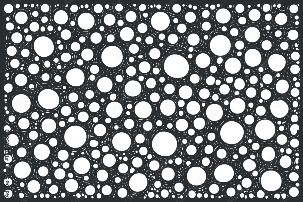 Poster a modern abstract pattern featuring numerous overlapping circles on a contrasting background.