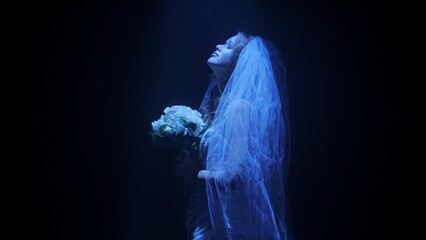 Dead bride ghost in Halloween horror concept