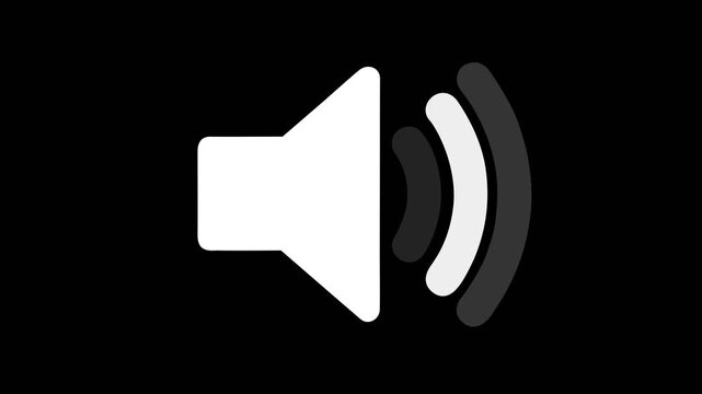 Sound icon audio music speaker animation. Speaker icon. sound icon. Animation of speaker volume, Microphone, sound Voice with speaker icon on black background.
