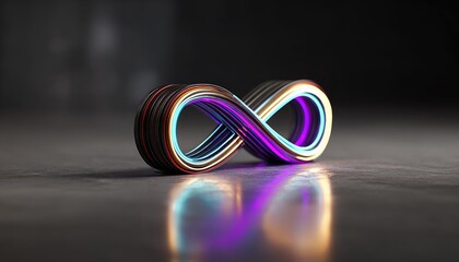 Infinity symbol, vibrant, colorful, glowing