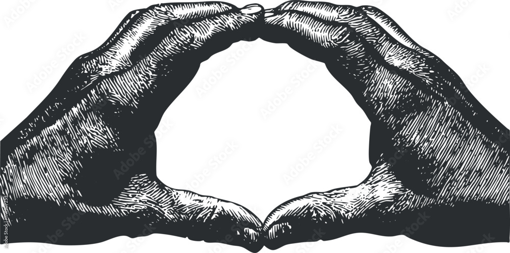 Poster illustration of two hands forming a circle symbolizing unity and connection.
