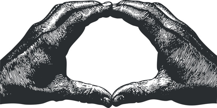 Illustration of two hands forming a circle symbolizing unity and connection.