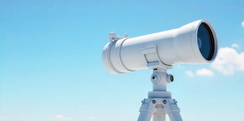 Pristine White Telescope Awaits Celestial Observation Under a Bright Sky