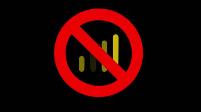 Prohibition, Error, Stop, No Parking, No Entry, No Mark, Symbol, Animation Loop on Transparent Background with Alpha Channel.