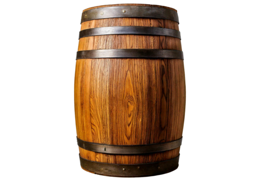wooden oak barrels isolated on a transparent or white background