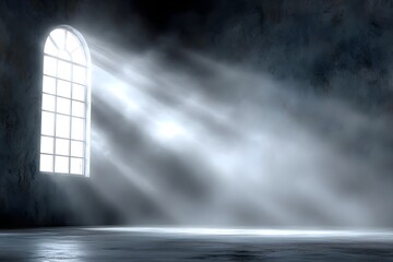 Ethereal light streaming through a dusty window