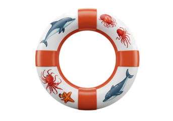 Ocean Lifebuoy Vibrant Marine Design isolated on transparent background