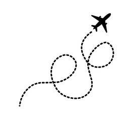 Airplane line path icon