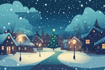 Christmas winter snow landscape.