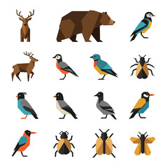 Obraz premium Collection of Geometric Animals and Insects Illustrations.