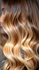 Naklejka premium Close-up of highlighted, wavy hair