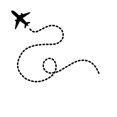 Airplane line path icon