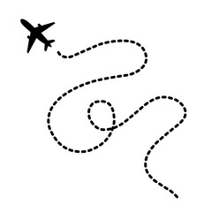 Airplane line path icon