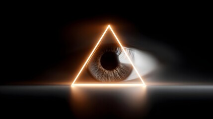 Eye within a glowing triangle on a dark background