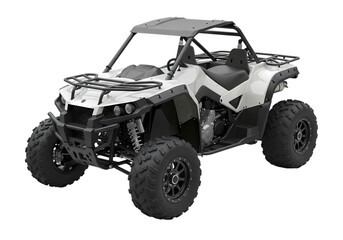 White and Gray OffRoad Utility Vehicle Side Profile View isolated on transparent background