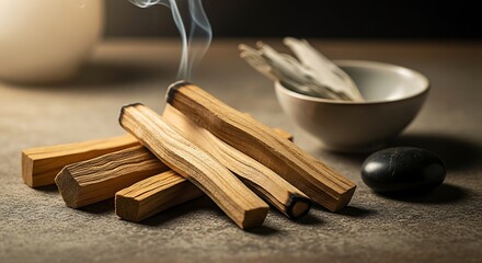 Burning Palo Santo Incense Sticks.