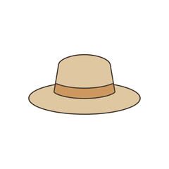 Elegant Beige Sun Hat with Brown Band Illustration.
