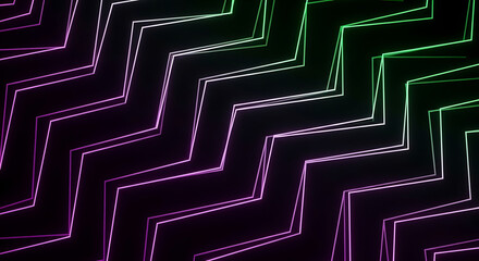 Neon Zigzag Grid Glow Black Abstract Wallpaper