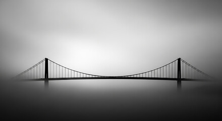 Obraz premium Suspension bridge emerging from fog over water
