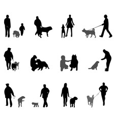 Silhouettes of People and Dog...