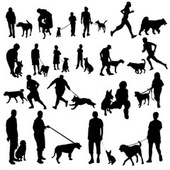 Silhouettes of People and Dog...
