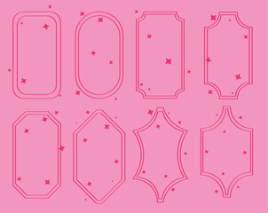 pink outline frames set