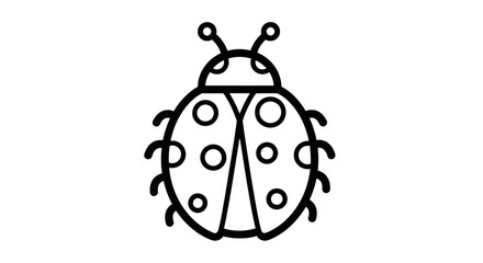 Simple black line drawing of a ladybug, showcasing its segmented body and distinctive spots.