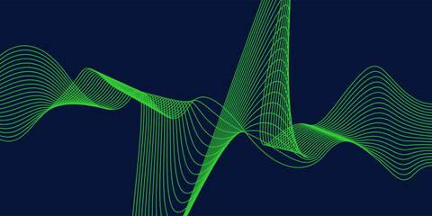 Vector abstract background with dynamic waves, line and particles. Illustration suitable for design.