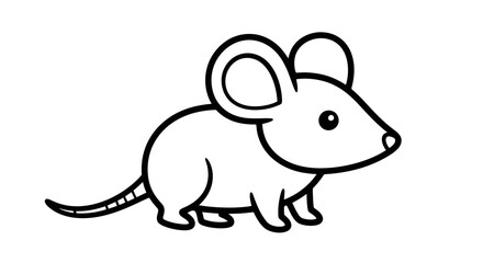 A simple line drawing of a cute, cartoon mouse.