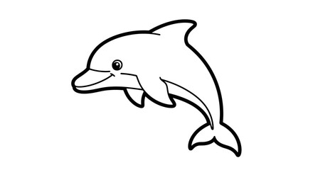A playful line drawing of a leaping dolphin, simple and charming.