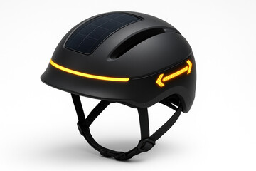 Fototapeta premium Smart Black Bicycle Helmet with Solar Panel and LED Turn Signals
