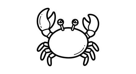 Simple line drawing of a crab, showcasing its claws and legs.