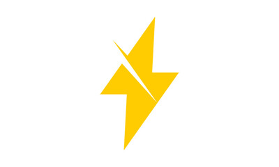 Yellow lightning bolt symbol on a white background.